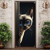cheap Door Covers-Cute Cats Door Decorations Door Covers Animal Hide and Seek Door Tapestry Door Curtain Decoration Backdrop Indoor/Outdoor Door Banner for Front Door Farmhouse Peekaboo