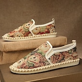 cheap Men&#039;s Slip-ons &amp; Loafers-Men&#039;s Animal Print Canvas Espadrille Slip-On Shoes with Jute Rope Sole – Comfortable Casual Summer Footwear