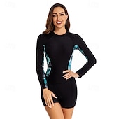 abordables Lycra de surf-Femme Maillot Anti UV Maillot de bain 1 pièce Protection solaire UV UPF50+ Poids Léger manche longue Spandex Le Maillot de corps Maillot de bain Fermeture Eclair Dorsale Natation Surf Plage Sports