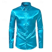 economico camicia da uomo con bottoni-Per uomo Camicia Camicia Estiva Camicia casual Camicia da Spiaggia Camicia con Colletto Camicia con Bottoni Nero Bianco Giallo Rosso Blu marino Manica Lunga Semplice Bavero Vacanza Camicia hawaiana