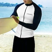 cheap Rash Guards-Men&#039;s Swim Shirt Lightweight Long Sleeve Swimwear Swimsuit Front Zip Swimming Surfing Beach Water Sports Printed Summer Spring Autumn