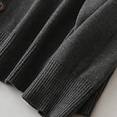 baratos suéter cardigã masculino-Homens Sueter Cardigan Cardigan de malha Estriado Tricotar Tops regulares Tricotado Tecido Decote V Aquecimento Contemporâneo Moderno Roupa Diária Para Noite Roupa Inverno Preto Azul Marinha S M L