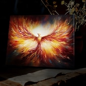 cheap LED Wall Art-Animal Phenix LED Canvas Wall Art LED Lighted Up Wall Decor 2AA Battery Operated Lighted Canvas Print LED Light Kitchen Bedroom or Home Decor