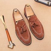 levne Poloformální-pánské semišové střapcové mokasíny – elegantní slip-on společenské boty, pohodlné a stylové, ideální pro podnikání, neformální události a formální příležitosti