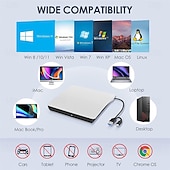 economico Cavi e adattatori-Unità CD/DVD esterna - Masterizzatore lettore portatile USB 3.0 e Type-C per laptop compatibile con MacBook Pro/Air iMac Windows 7/8/10/XP/Vista