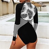 abordables Lycra de surf-Femme Maillot Anti UV Maillot de bain 1 pièce Protection solaire UV UPF50+ Poids Léger manche longue Spandex Le Maillot de corps Maillot de bain Zip sur le devant Natation Surf Plage Sports nautiques