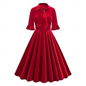 cheap Dresses-Retro Vintage 1950s Cocktail Dress Dress Flare Dress Solid Color Women&#039;s Masquerade Event / Party Bachelorette Party Festival Adults&#039; Dress Homecoming Dresses