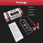 abordables Herramientas de reparación de coches-Probador de batería de automóvil mini portátil de 12 V, probador de alternador digital, pantalla de 6 luces LED, herramienta de diagnóstico de automóvil, probador de batería automático