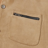 billige Faux suede jakker-Herre Vindtett jakke Imitert semsket jakke Brun semsket jakke Fritid / hverdag Vindtett jakke Lapper Lomme Vinter Vår &amp; Vinter Helfarge Årgang Mote Skjortekrage Normal Navyblå Kakifarget Militærgrønn