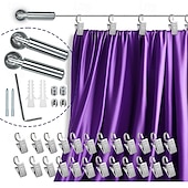 economico Accessori per tende-asta per tenda in filo metallico regolabile per interni ed esterni, divisorio per stanze, sistema di sospensione con 24 clip, sistema di sospensione in filo metallico per arazzo, stendibiancheria,