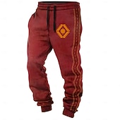 halpa Vapaa-ajan housut-Miesten Atsteekki Geometrinen printti Etninen Veryttelyhousut Jogger Housut Keskivyötärö Kiristysnyöri joustava vyötärö Aktiivinen Vintage Vapaa-aika ulko- Katu Tasku Kevät Syksy 3D-tulostus Musta
