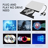 economico Cavi e adattatori-Unità CD/DVD esterna - Masterizzatore lettore portatile USB 3.0 e Type-C per laptop compatibile con MacBook Pro/Air iMac Windows 7/8/10/XP/Vista