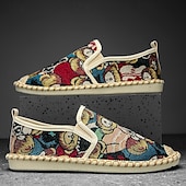 cheap Men&#039;s Slip-ons &amp; Loafers-Men&#039;s Animal Print Canvas Espadrille Slip-On Shoes with Jute Rope Sole – Comfortable Casual Summer Footwear