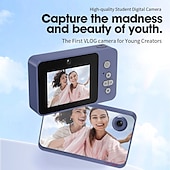 cheap Digital Camera-Digital Camera High-Definition Digicam Point and Shoot Camera for Photography and Video Recording Retro Travel Gift with Selfie Mirror