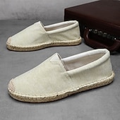 cheap Men's Slip-ons &amp; Loafers-Men's Red Canvas Espadrille Slip-On Shoes with Jute Rope Sole – Comfortable Summer Footwear