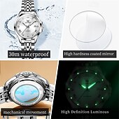 levne Quartz hodinky-olevs značka olevs dámská móda mechanické hodinky svítící kalendář módní trend římský ciferník quartz hodinky jednoduché volnočasové voděodolné sportovní dámské náramkové hodinky drahokamy