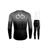 cheap Men&#039;s Clothing Sets-Men&#039;s Cycling Jersey Black&amp;White Bib set Top MTB Bicycle Shirt Mountain Road Riding Clothing Short Sleeve Cyclist biking Quick Dry Breathable 3 Rear Pockets