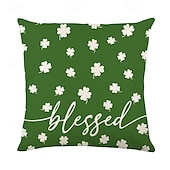 billiga Kuddfodral för semester-dekorativa slängkuddar fodral saint patrick&#039;s day 1 st shamrock mjukt fyrkantigt kuddfodral örngott för sovrum vardagsrum soffa soffstol
