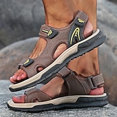 economico sandali da esterno-sandali sportivi da uomo marroni per l&#039;esterno con cinturini regolabili e suola antiscivolo - comode scarpe estive per escursioni, spiaggia e abbigliamento casual