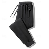 baratos Calças Desportivas-Homens Calças Esportivas Corredores Corredor Calças de inverno Calças Bolsos Com Cordão Cintura elástica Côr Sólida Quente Respirável Comprimento total Casual Diário Casual Roupa Esportiva Preto