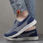 levne Pánské nazouváky a mokasíny-pánské béžové plátěné slip-on mokasíny – lehké prodyšné boty pro volný čas pro každodenní nošení a outdoorové aktivity