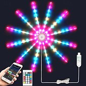 tanie Lampy projektora i projektory laserowe-inteligentne fajerwerki światła led listwa świetlna led z aplikacją zdalnego sterowania muzyka i dźwięk zsynchronizowane światła do dekoracji okien i ścian ulicznych odpowiednie na Boże Narodzenie
