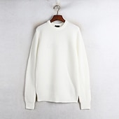 abordables Pull col rond-Homme Chandails de Noël Pull Chandail Pull Gauffré Tricoter Style classique Couleur unie Col Ras du Cou Noël Elégant Formel Intérieur Vêtement Tenue Bouffantes Automne Hiver Vin Potiron S M L