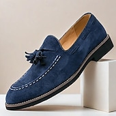 levne Poloformální-pánské semišové střapcové mokasíny – elegantní slip-on společenské boty, pohodlné a stylové, ideální pro podnikání, neformální události a formální příležitosti