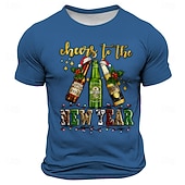 billiga T-shirts med 3D-tryck till herrar-Nyår Herr Oktoberfestöl T-shirt Kortärmad T-shirt 3D-tryck Rund hals Skjorta Mode Fritids- Gata Utomhussport Dagligen Svart Blå Röd Sommar Vår Kläder S M L XL XXL XXXL