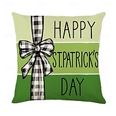 abordables Housse de coussin de vacances-Housse de coussin décorative pour la Saint-Patrick, 1 pièce, taie d&#039;oreiller carrée douce en forme de trèfle pour chambre à coucher, salon, canapé, chaise