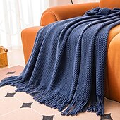 お買い得  ブランケット＆毛布-1枚の北欧風スローブランケット、タッセル付き、息子から母へ、スローブランケット、暖かくて心地良い柔らかいブランケット、ソファベッド、ソファ、オフィス、キャンプ用
