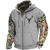 abordables sweats à capuche 3d pour hommes-Homme Cowboy Sweats à Capuche Sweat à capuche Sweat à capuche Capuche Mode 3D effet Vacances Chasse Vert Kaki Zippé Cordon Automne Hiver Designer