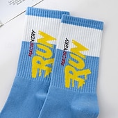 זול גרבי גברים-בגדי ריקוד גברים 5 זוגות רב חבילות גרביים גרבי צוות גרביים לריצה גרביים ליומיום שחור לבן צבע קולור בלוק אותיות חופשה ספורט וחוץ יומי בסיסי בינוני אביב סתיו אופנתי יום יומי