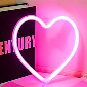 economico Lampade neon LED-luce al neon a forma di cuore rosa - led per San Valentino &amp;decorazione per feste perfetta per la stanza delle ragazze, dormitorio, decorazione per la casa per l&#039;anniversario di matrimonio