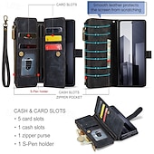 abordables Carcasas Samsung-Funda para teléfono Samsung Galaxy Z Fold 6 Z Fold 5 Z Fold 4 Z Fold 3 funda de billetera con soporte de pie cremallera retro TPU PU cuero