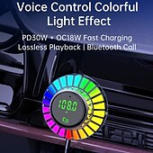 お買い得  車用Bluetoothキット/ハンズフリー-急速充電カーチャージャー、Bluetooth MP3プレーヤー、ロスレス音楽、電圧表示、音声コントロール、眩しい光の効果