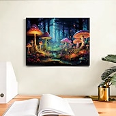 billiga LED Vägg Art-svamp skog led canvas väggkonst led upplyst väggdekor 2aa batteridriven upplyst canvas tryck led ljus kök sovrum eller heminredning