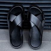 abordables sandales d&#039;extérieur-sandales décontractées à brides croisées pour hommes, chaussures d&#039;été confortables en similicuir pour l&#039;extérieur et la plage