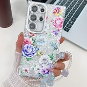 Недорогие Чехлы для Samsung-телефон Кейс для Назначение SSamsung Galaxy S24 Ultra S24 Plus S24 S24 ФЭ S23 Ultra А55 А35 А25 А15 5Г S25 Ультра Кейс на заднюю панель с ремешком на запястье Защита от удара Ретро ТПУ ПК