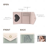 economico Per le donne-Portafoglio in PU inciso personalizzato miglior regalo per mamma – Regalo di matrimonio personalizzato per coppia portafoglio in pelle a pieghe con foto floreale per lei regalo per matrimonio festa