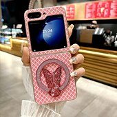 お買い得  サムスン用ケース-電話 ケース 用途 サムスンのギャラクシー Zフリップ6 Z Flip 5 Z Flip 4 バックカバー スタンド付き 磁石バックル ワイヤレス充電をサポート レトロ風 PC