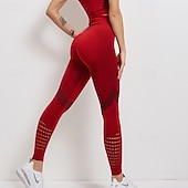abordables Leggings y mallas de yoga-Mujer Pantalones de yoga Mallas Leggings de Yoga Cortado Básico Control de barriga Levantamiento de tope Alta cintura Yoga Entrenamiento de gimnasio Pilates Calzas Cortas Mallas Leggings Moda Negro