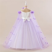 cheap Flower Girl&#039;s Dresses-Flower Girl Dress Kid&#039;s Girls&#039; Princess Dress Performance Wedding Party Elegant Beautiful Mesh Solid Color Sleeveless Crew Neck Light Pink White 4 years+