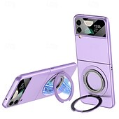 cheap Samsung Cases-Phone Case For Samsung Galaxy Z Flip 4 Back Cover with Stand Holder Shockproof Retro Tempered Glass PC