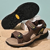 economico sandali da esterno-sandali sportivi da uomo marroni per l&#039;esterno con cinturini regolabili e suola antiscivolo - comode scarpe estive per escursioni, spiaggia e abbigliamento casual