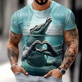 ieftine Tricouri cu imprimeu animal-Bărbați Crocodil Amuzant Tricou Manșon scurt Tricou Tipărire 3D Stil Nautic Cămașă Exagerat Designer Petrecere Concediu Albastru piscină Vară Primăvară Îmbrăcăminte S M L XL XXL XXXL