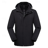 abordables Softshell, polares y chaquetas de montaña-Hombre Chaqueta Softshell Chaqueta para senderismo Invierno Al aire libre Bloque de color Resistente al Viento Resistente al Agua Chaquetas 3-en-1 Chaquetas de Lana Chaqueta cortavientos Viaje Negro