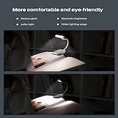 baratos Luzes de leitura-luz de leitura recarregável de alumínio - 3 cores, 3 níveis de brilho, mini luz de livro de encaixe, luz anti-azul, design flexível e dobrável para cabeceira, estudo e leitura noturna