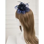 cheap Fascinators-Elegant Feather Net Fascinators Hats with Feathers Fur Floral 1PC Special Occasion Kentucky Horse Race Ladies Day Headpiece dress to impress Race Day Dress