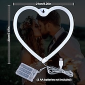 economico Lampade neon LED-luce al neon a forma di cuore rosa - led per San Valentino &amp;decorazione per feste perfetta per la stanza delle ragazze, dormitorio, decorazione per la casa per l&#039;anniversario di matrimonio